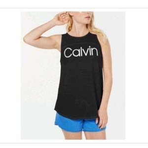 Calvin Klein Performance Logo Keyhole Black Tank